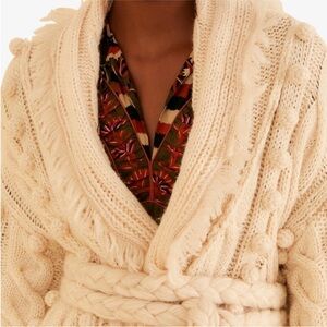 NWT- Farm Rio Cream Cable Knit Belted Cardigan Sweater